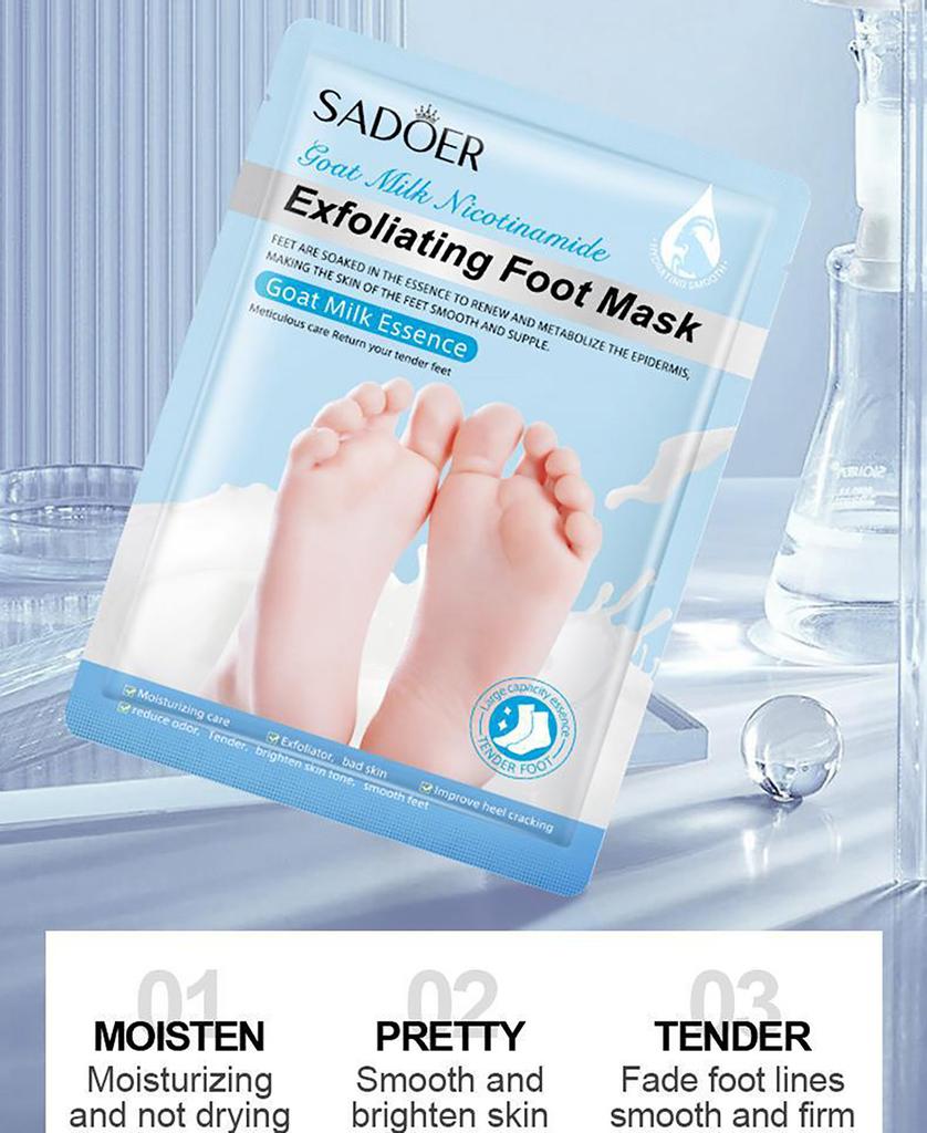 SADOER Goat Milk Niacinamide Lavender Foot Mask Exfoliating Dead Skin Moisturizing Hydrating Foot Care Repair Foot Peel Mask