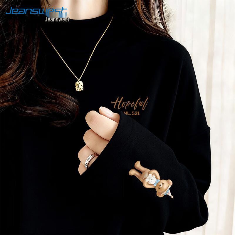 Jeanswest Women s Graphic Fleece Lined Stand Collar T-Shirt L