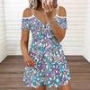 Ladies Spaghetti Strap Oversized Dress Watercolor Floral Printed Summer Loose Gown