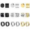 Titanium Steel Cross & Zirconium Magnetic Ear Clips for Men & Women