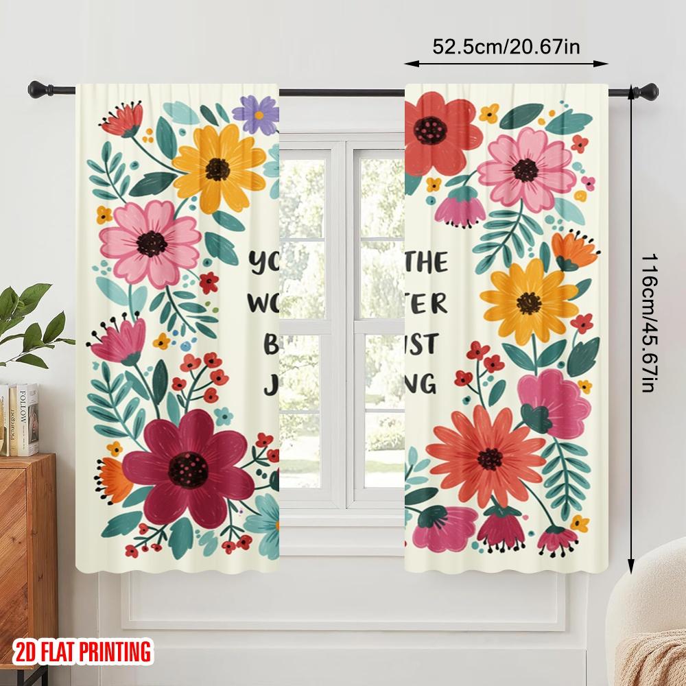 2 Stück 2D Flachdruck Fenstergardinen Floral Du machst die Welt Polyester Ohne Strom Ganzjährig Party- & Feiertagsdeko