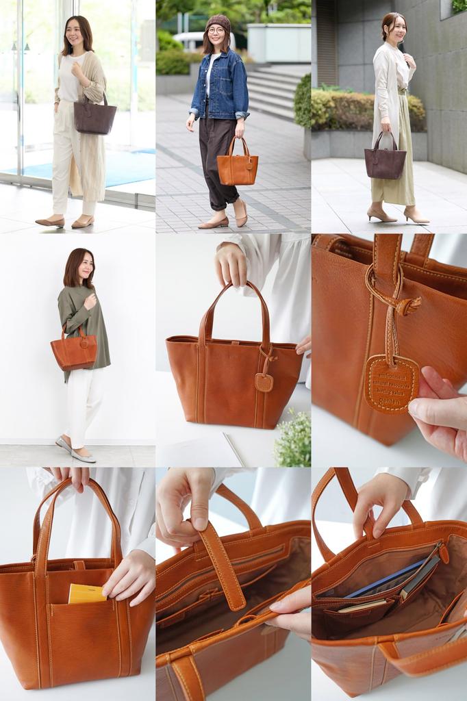 Genten Genuine Leather Tote Bag, Women's, Brown, GE-44128-50