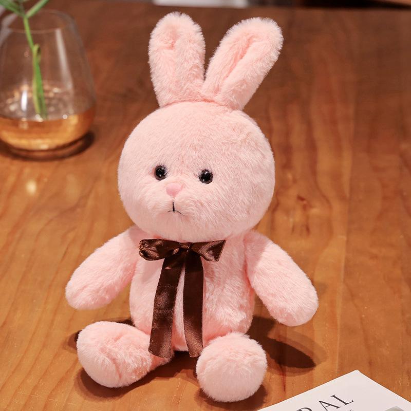 Cute Bunny Plush Doll Bow Tie Ribbon Rabbit Doll