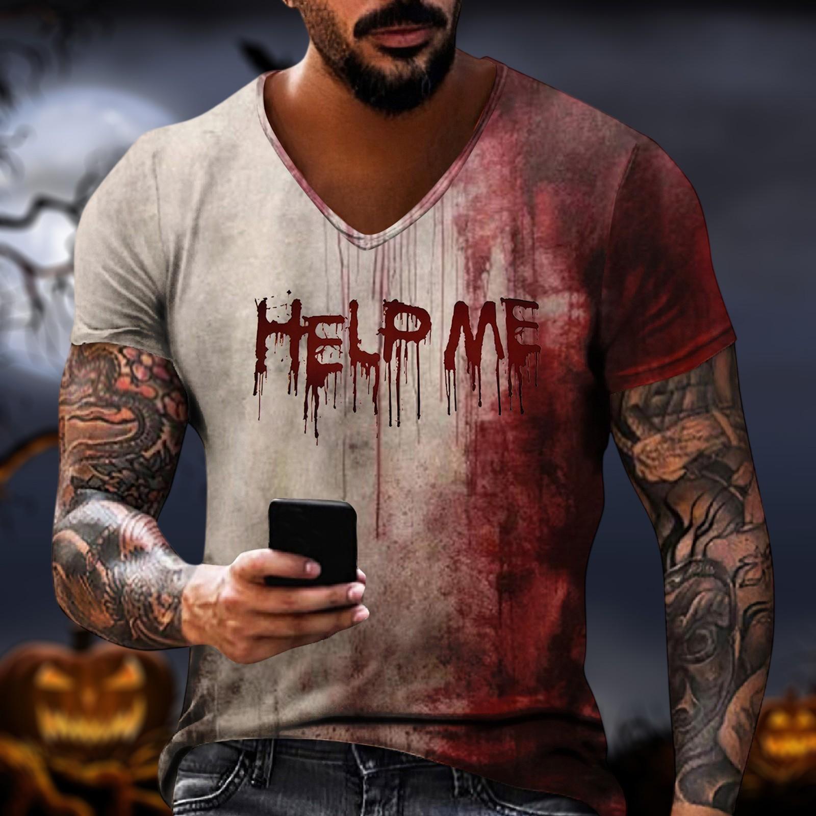 

Unisex Summer Printed V-neck T-Shirt Unisex Loose Casual Short Sleeve Top M