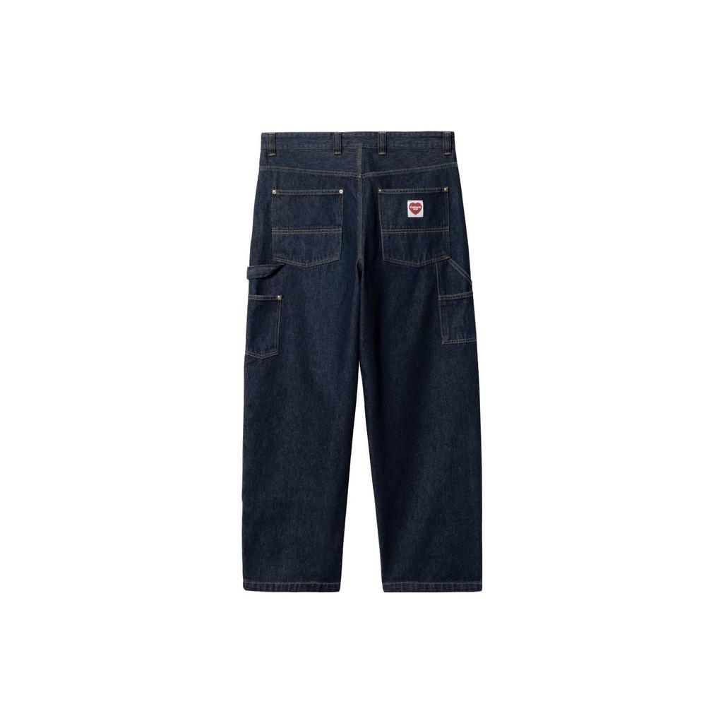 Carhartt WIP SS23 Double Knee Pant Casual Loose Long Denim Pants Men Pants Blue I032106-01-02