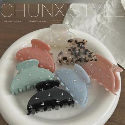 Share Beauty Acetat Haarspange: Elegant, mit Diamanten besetzt, Bonbonfarbe, Frisches Hai-Design