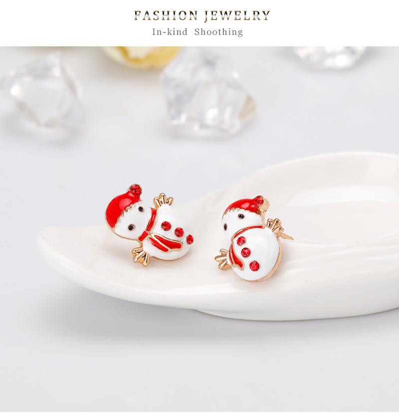 Women Christmas Snowman Ear Studs Cute Cartoon Earrings Jewelry Ornaments for Ladies