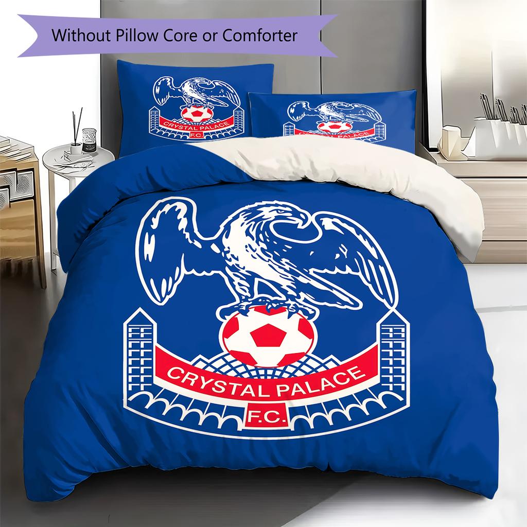 Pościel z wzorem Crystal Palace Football Club, Zestaw kołdry Poszewka na kołdrę Poszewka na poduszkę Domowy Prezent Urodzinowy (1 * poszwa na kołdrę + 2 * poszewki na poduszki, bez rdzenia)
