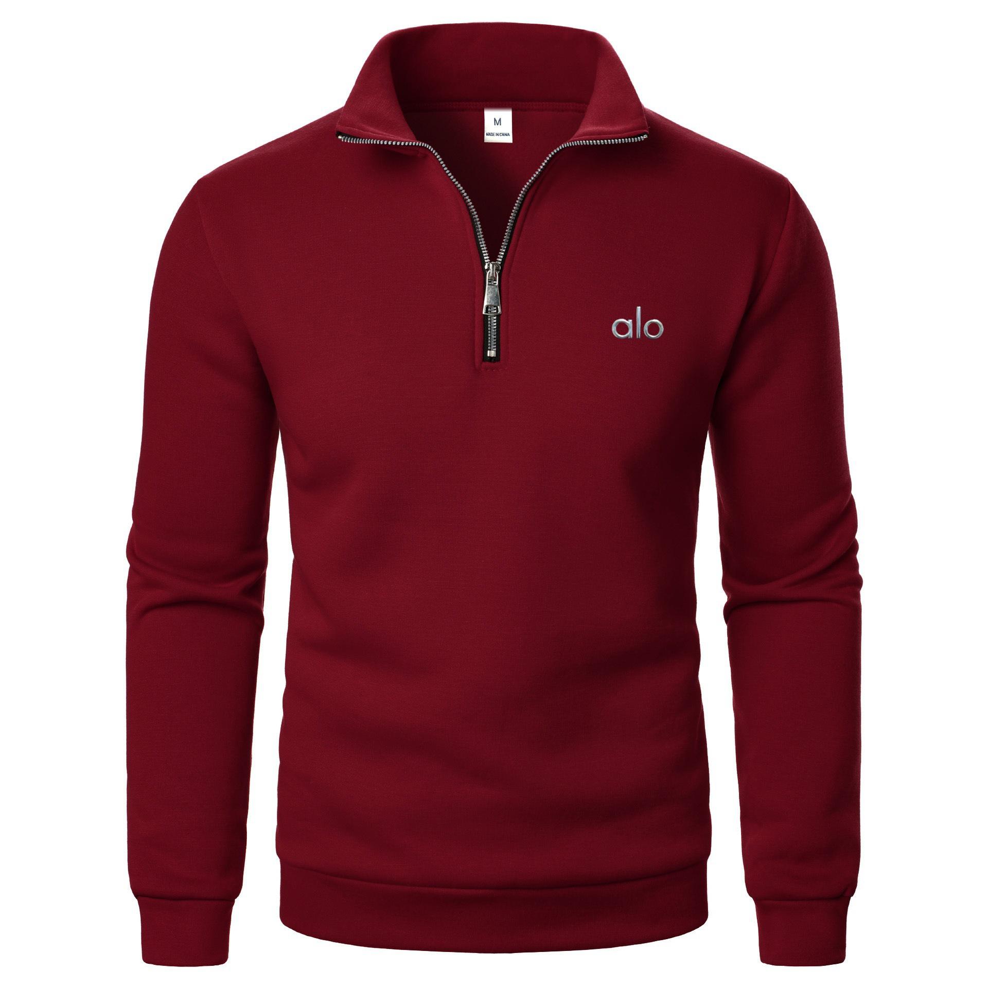 Men s Casual Half-Zip Stand Collar Loose Fleece Sweatshirt - Trendy Plus Size S Print вино красного
