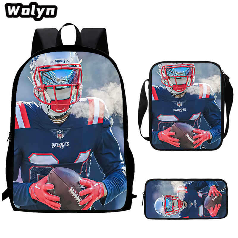 Football football 16 inch meal bag satchel three-piece pattern primary school backpack