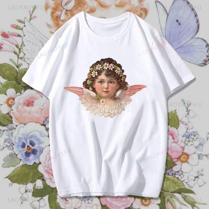 Fashion Fiorucci Baby Angel Graphic Tshirt Summer Classic Aesthetic T Shirt Unisex Unisex Kawaii Clothes Creative Couple Short Sleev Unisex