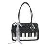 Girls Polka Dot Piano Key Handbag Black And White Retro Shoulder Bag Fashion Y2k Large Capacity Briefcase Lace Bow Cute Ita Bag