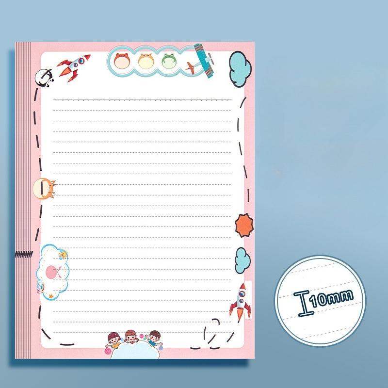 High aesthetic A4 cute cartoon colored letterhead with horizontal lines, handwritten greeting cards for female students, children's letterhead