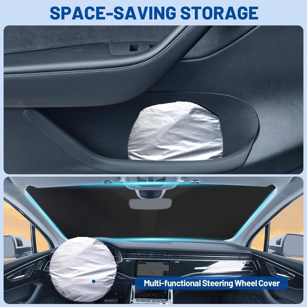 Windshield Sun Shade for Toyota Tacoma 2016-2025,  Fit Car Sun Shades with 420D Fabric & Foldable Memory Steel Wire, Sunshade for Car Windshield