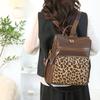 Vintage Leopardenmuster Patchwork Rucksack Multifunktionale Umhängetasche Große Kapazität Studentenrucksack
