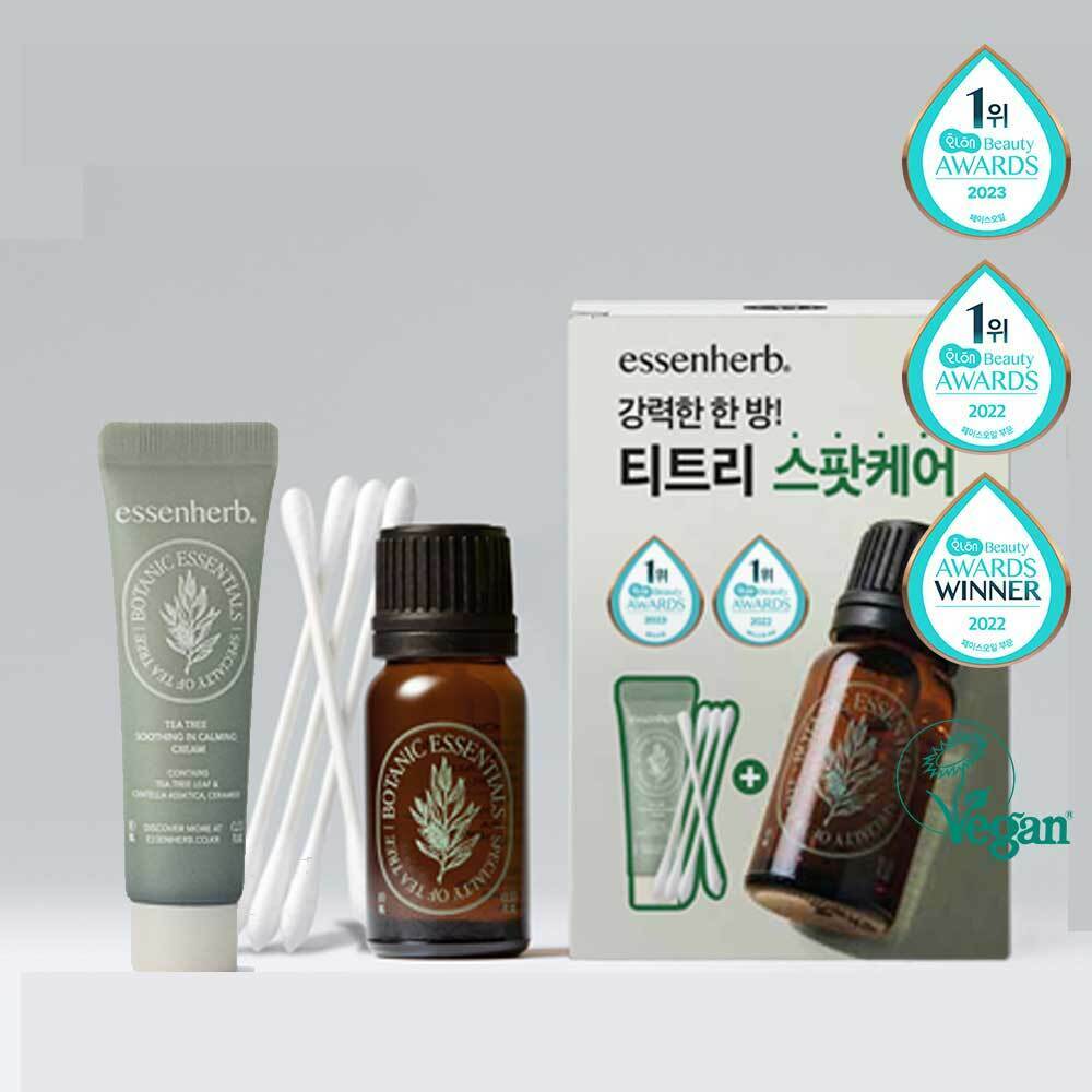 essenHERB Tea Tree 100 Oil 10mL Special Set (+Cream 10mL+Cotton Swab 50P)