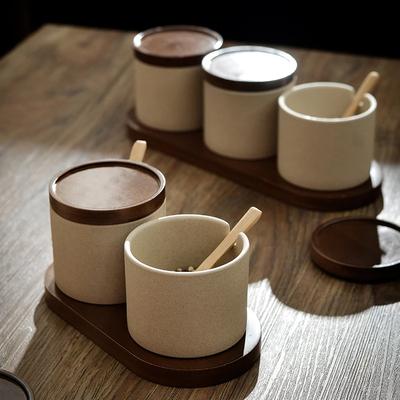 Salz und Mononatriumglutamat Haushaltsküchen-Gewürzbox Keramik-Gewürzbehälter Salzbehälter Pfefferölbehälter Gewürzflasche