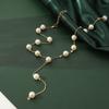 4pcs Gold-color Necklace Earring Bracelet Set Ladies Elegant Imitation-Pearls Collection Temperament Tassel Jewelry