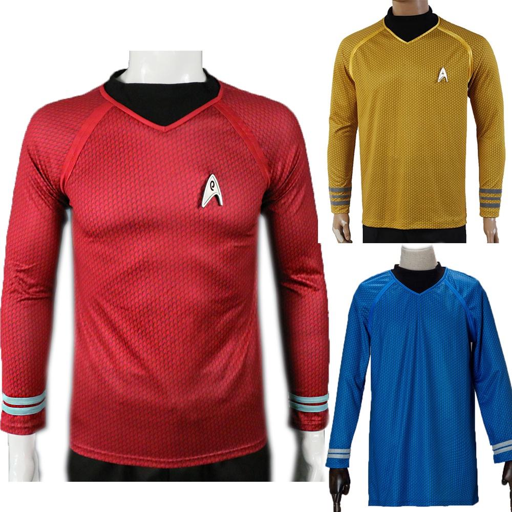 Into Darkness Captain Kirk Cosplay Tshirt Costume Tops With Badge