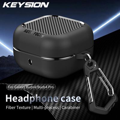 KEYSION Shockproof Case for Samsung Buds 4 Pro Carbon Fiber Texture TPU Silicone Bluetooth Earphone Cover for Galaxy Buds4 4 Pro
