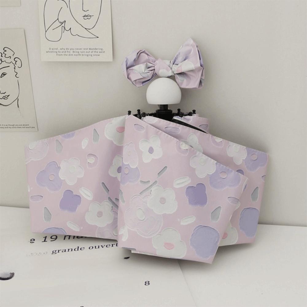 

Folding Sun Umbrella Purple Floral Floral Umbrella Portable Automatic Umbrella Travel Style 3
