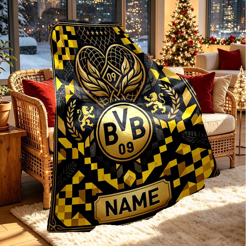 Custom Name Personalized Borussia Dortmund Bvb Print Blanket, Home Decor, Bedroom, Sofa, Camping, Couch, Gifts for Birthday Christmas