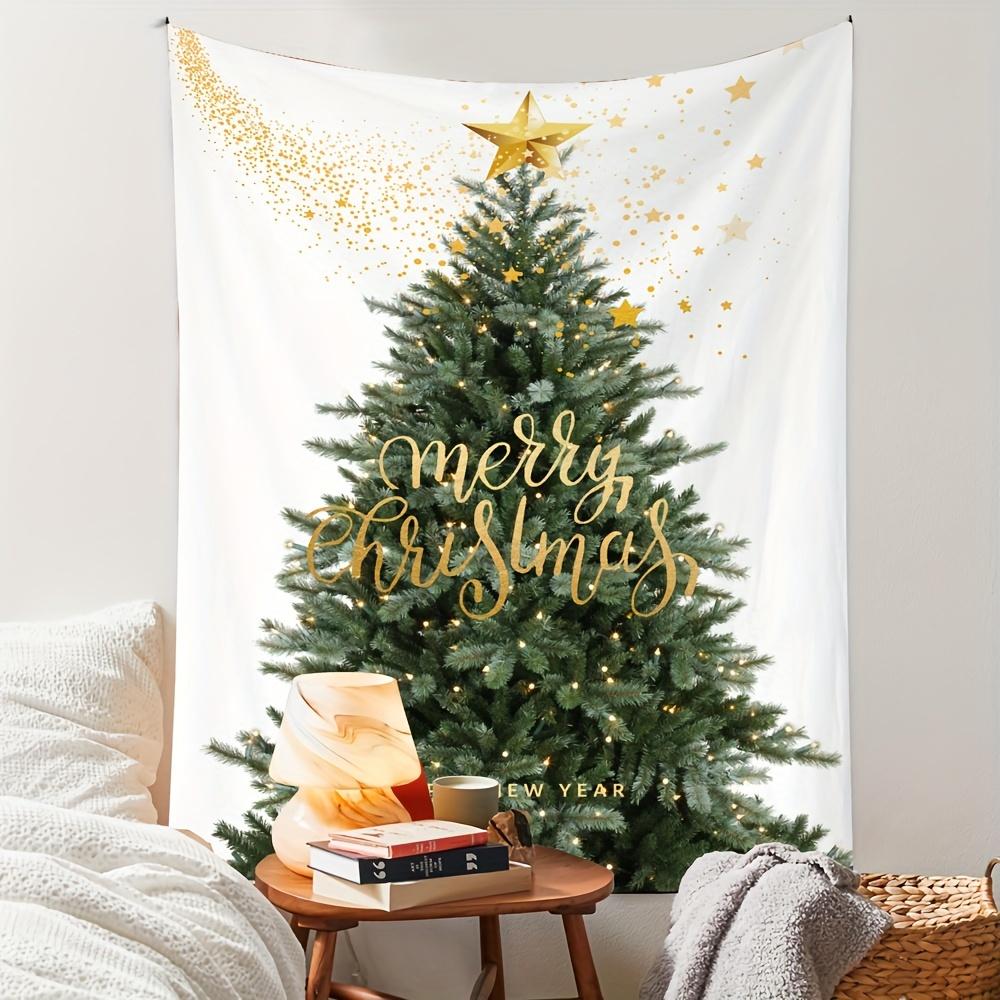 1 Piece Christmas Tree Tapestry Wall Hanging Polyester Vertical Holiday Decoration Suitable For Bedroom Indoor No Power Required