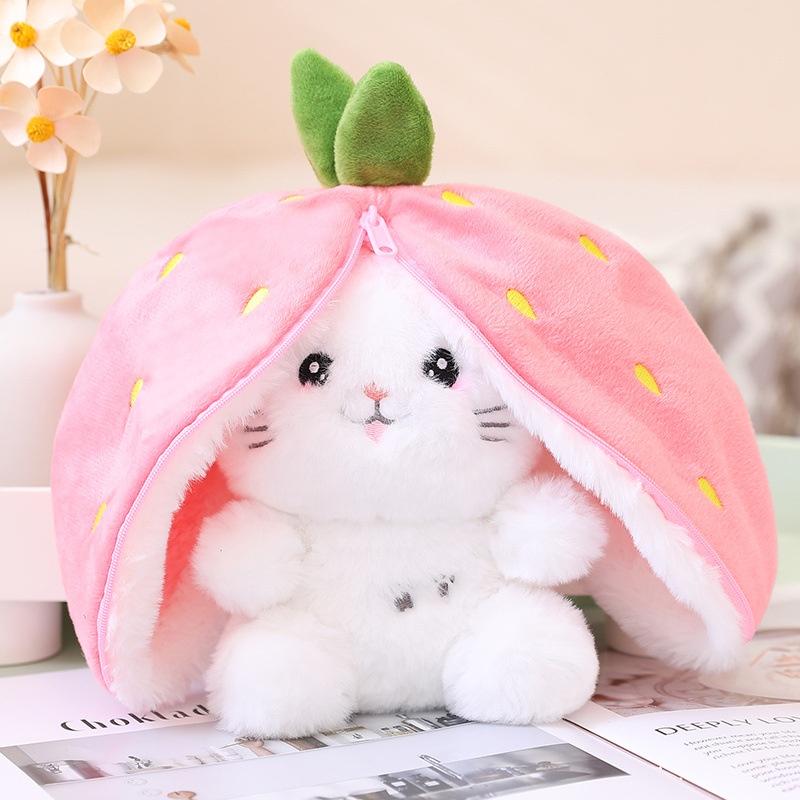 Strawberry Bee Rabbit Plush Toy Transformable Doll For Girls