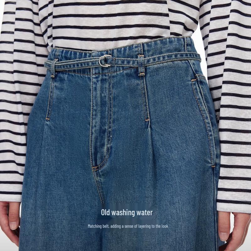 VEROMODA Women's High-Waist Distressed Wide-Leg Jeans