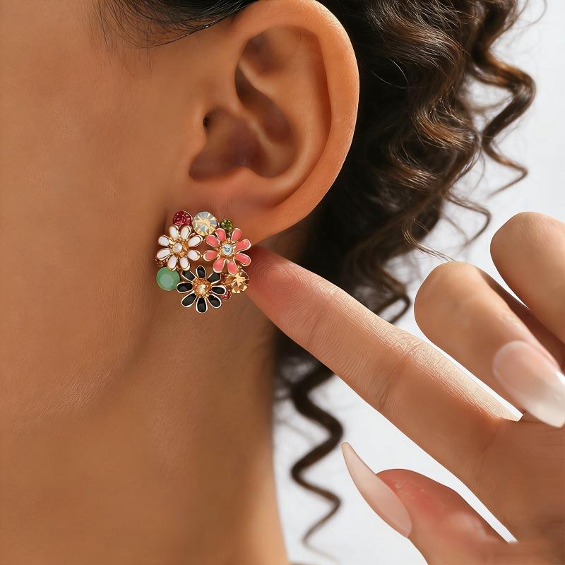 

Elegant Floral Dangle Earrings for Women, Stylish Charming Flower Jewelry, Perfect Party Gift for Fashion Enthusiast Her бронзовый