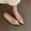 Rhinestone Pointed Shallow Mouth Shoes Women's Shoes Increase Height In Spring Commuting Shoes