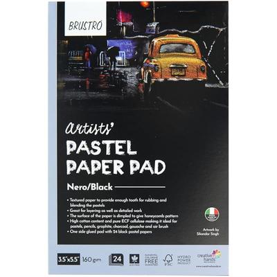 Brustro Artists Pastel Paper Pad | 24 Sheets (160 Gsm), Colour  Black, Size  3.5 X 5.5 Inches | Ideal For Pastels, Penci