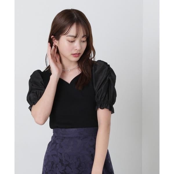 Proportion Body Dressing Sheer Gathered Sleeve Knit White Women's Sweater,