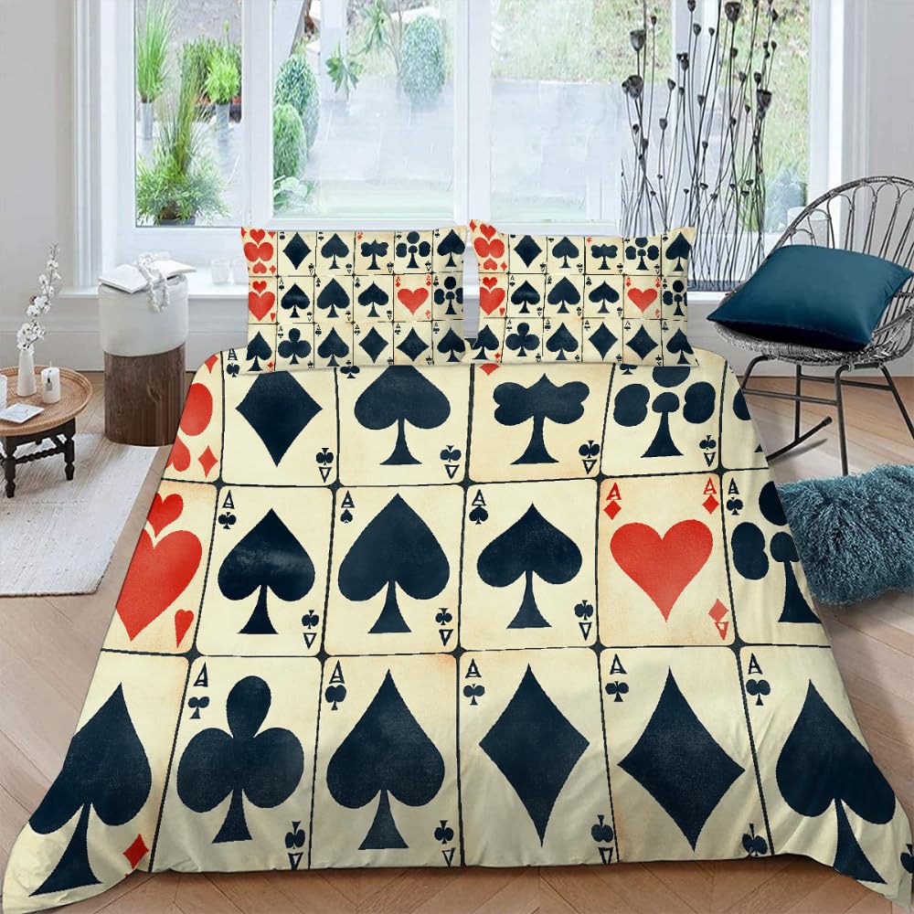 Spelkort Påslakanset Queen Size Lättviktiga Dunpåslakan Sovrumsinredning Chip-tema Överkastskydd Inget Täcke