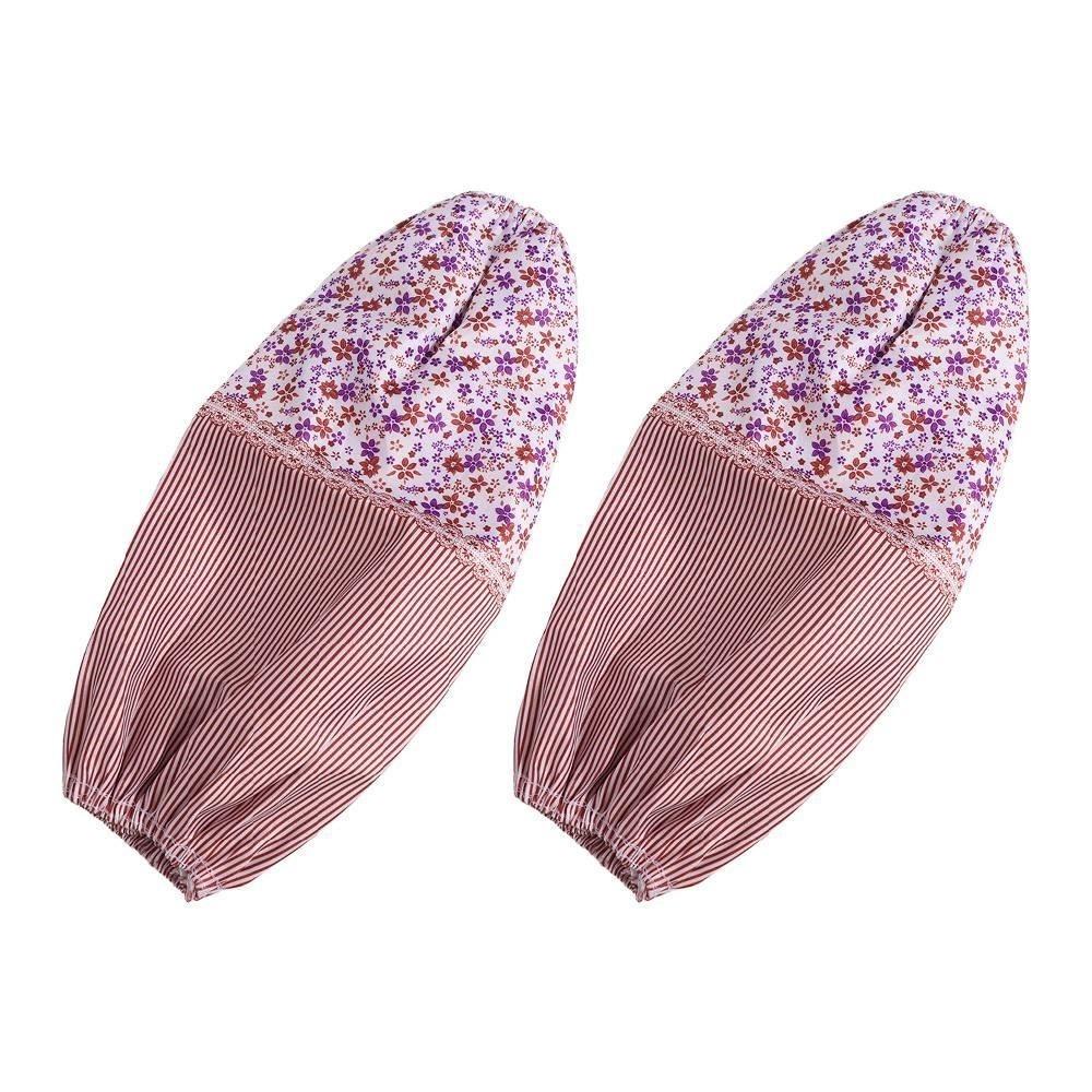 

1 Pair Dirt Resistant Striped Floral Oversleeves Waterproof Cleaning Oversleeves Housework кавовий