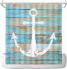 Nautical Sailboat Shower Curtain Ocean Lighthouse Compass Anchor Starfish Seashell Bathroom Decor Fabric Curtains with Hooks
