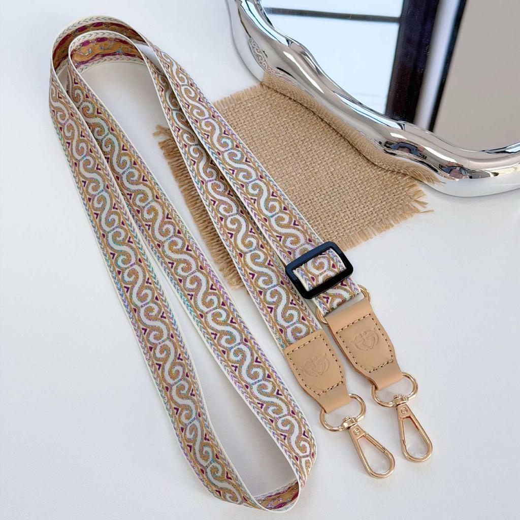 Gold Thread Embroidered Clouds Crossbody Phone Lanyard & Versatile Retro Handbag Strap