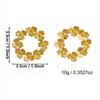 Stainless Steel Floral Wreath Earrings Waterproof Women Earrings Trendy Flower Circle Studs  Gift