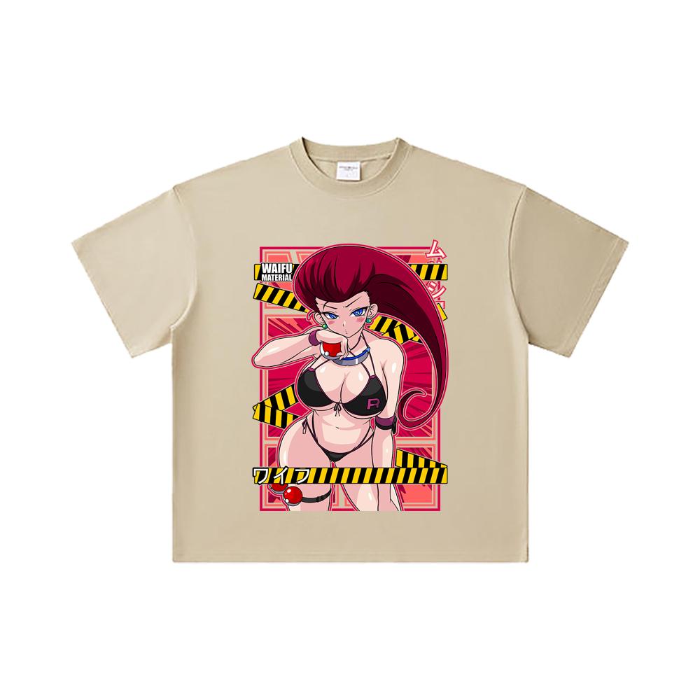 260 GSM Double Yarn 32 Count 100% Cotton Pokemon V14 Jessie Waifu Print Unisex Heavy Cotton T Shirt