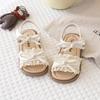 Girls' Sandals Super Pretty Lace-Edged Princess Shoes Soft Soles Fashionable Bow Beach Shoes Comfortable And Breathable
