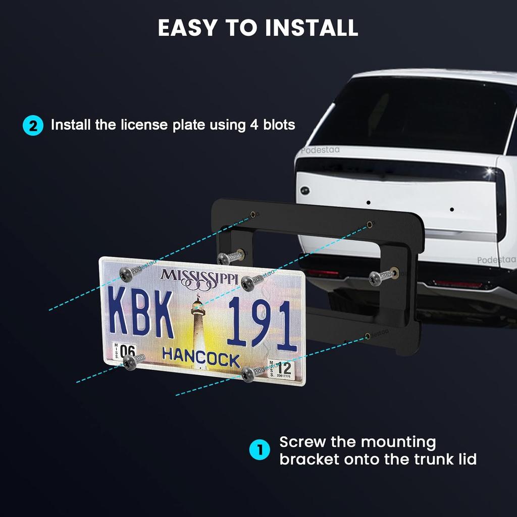 Rear License Plate Bracket Holder For 2005- Land Rover LR4 LR3 LR2, 2010- Range Rover Evoque Velar Discovery Series License Plate Bumper Car Tag