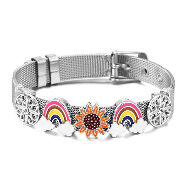 Fashion Stainless Steel Mesh Bracelets For Women Girls Original Charm Watch Belt Bracelet Angel Beads Bangle Gift