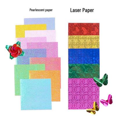 Colored Glitter Origami Paper for Kids - Square, Pearlescent, Multi-Size