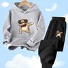 Funny Dabbing French Bulldog Dog Hoodie Set Casual Thin Hoodies + Pants Two-Piece Tracksuit Trendy Sportswear Set