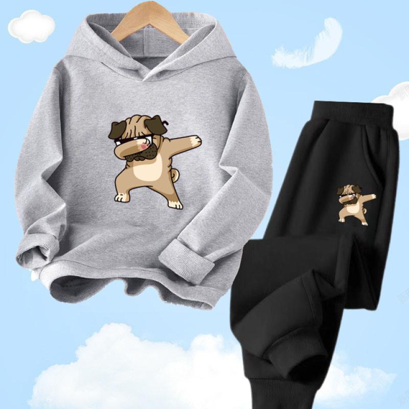 Funny Dabbing French Bulldog Dog Hoodie Set Casual Thin Hoodies + Pants Two-Piece Tracksuit Trendy Sportswear Set