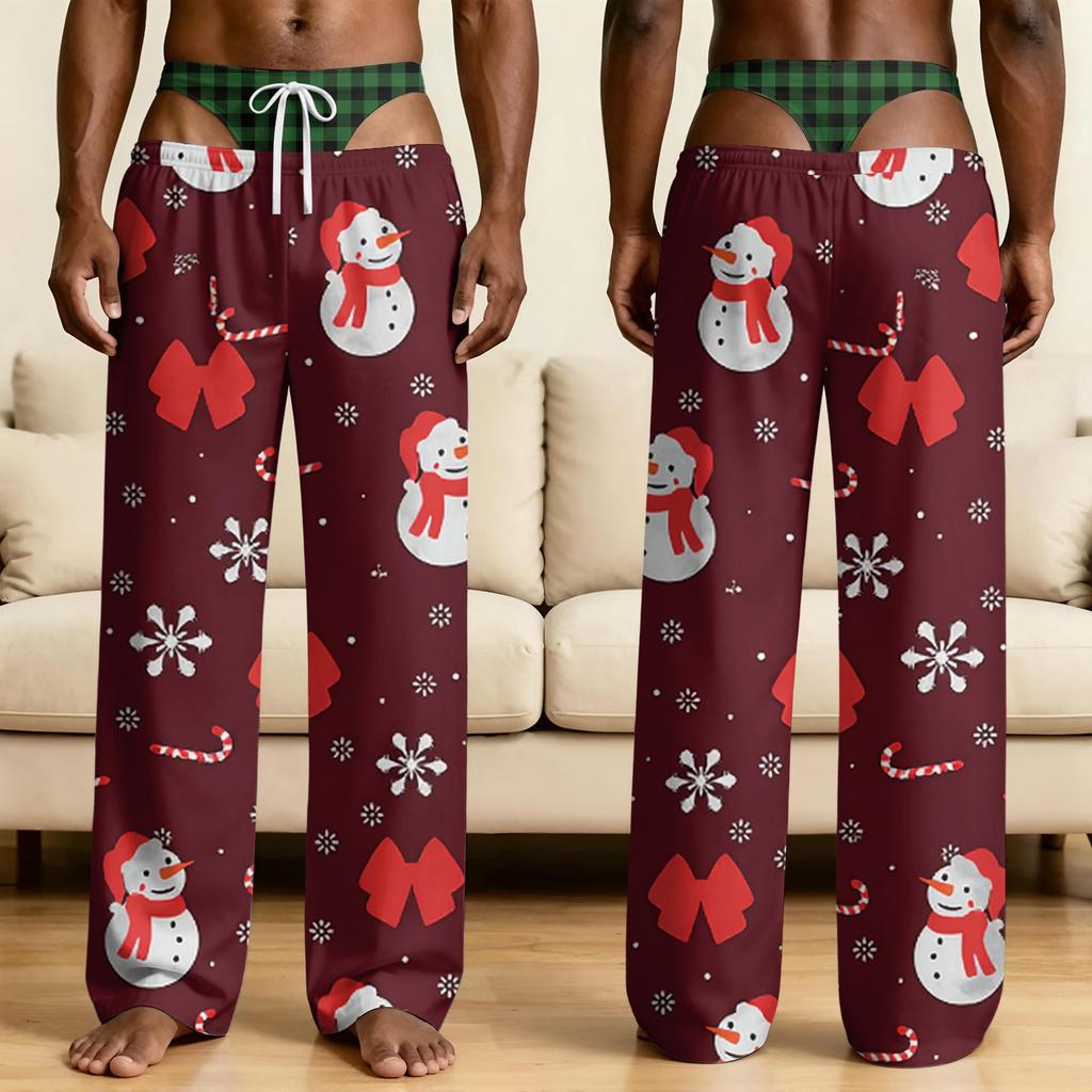 Men's Funny Sleep Pants with Brief Print for Halloween Novelty Pants