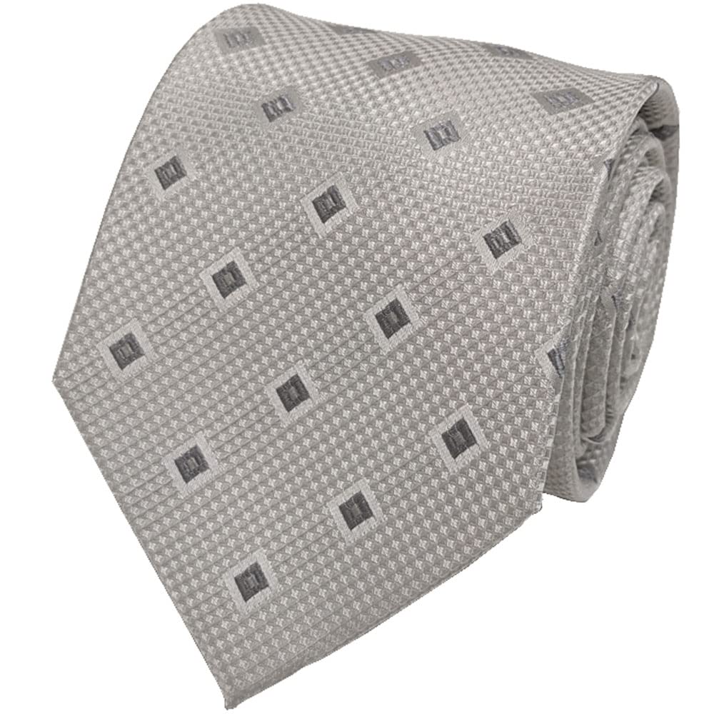 

[C CRAVATTERIA] Formal Tie, Ceremonial Tie, White Silver, 100% Silk, for Weddings, Receptions, Celebrations, Parties, Ceremonies, Teflon
