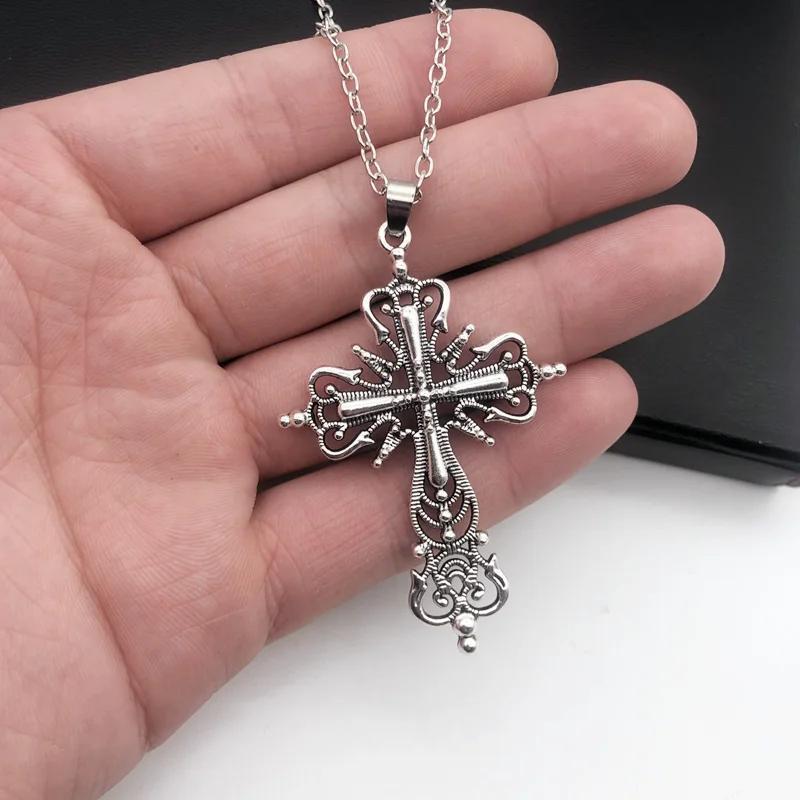 Cross Pendant Necklace Gothic Punk Jewelry Alloy Geometric For Women