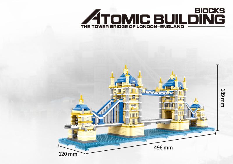 World Famous Architecture Micro Diamond Block Tower Bridge London England Small Construction Brick United Kingdom Nanobrick Plaything
