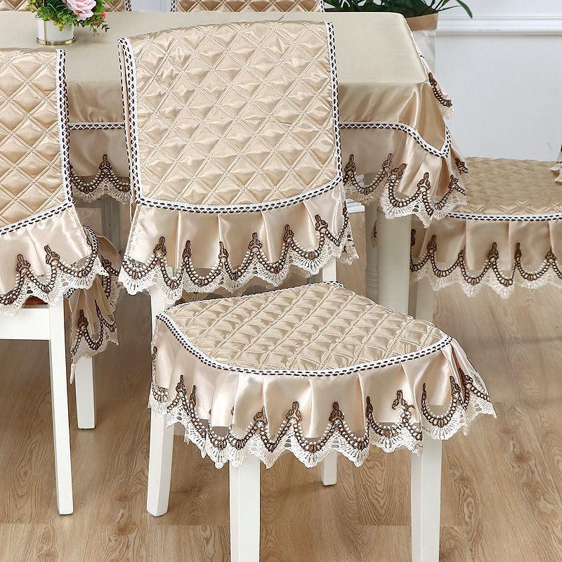 1pcs European Style Countryside Embroidery Dining Chair Covers Quilted Anti Slip Lace Ruffle Edge Chair Cushion Home Restaurant Fabric Decoration